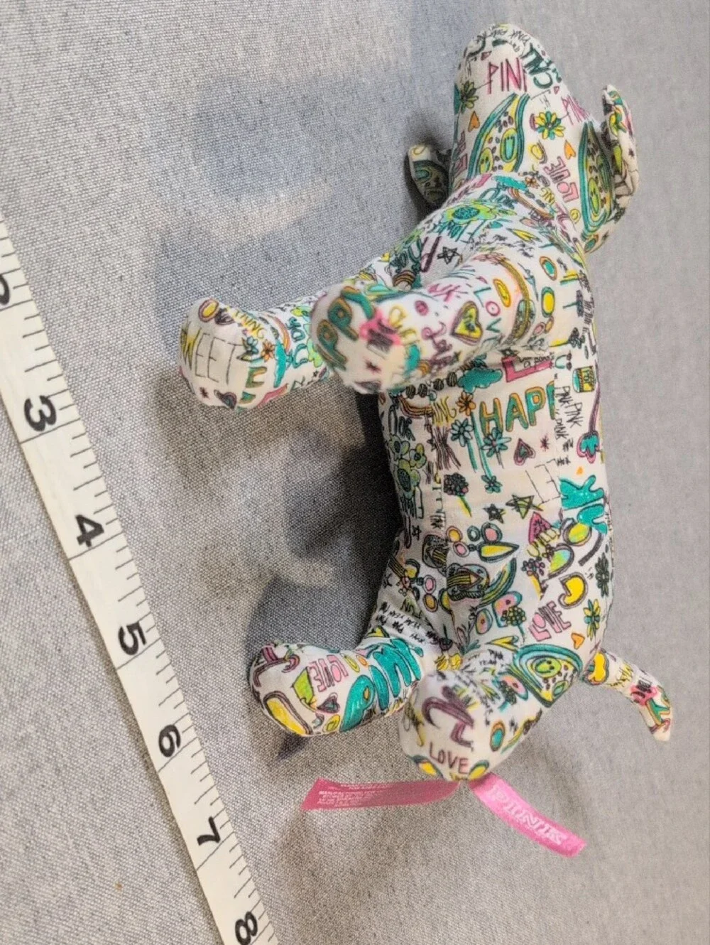 Victoria’s Secret PINK Dog Plush Doodle Print Stuffed Animal 8” Toy